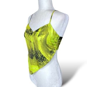NWT Forever 21 Handkerchief Y2K Satin Green Cami Crop Top